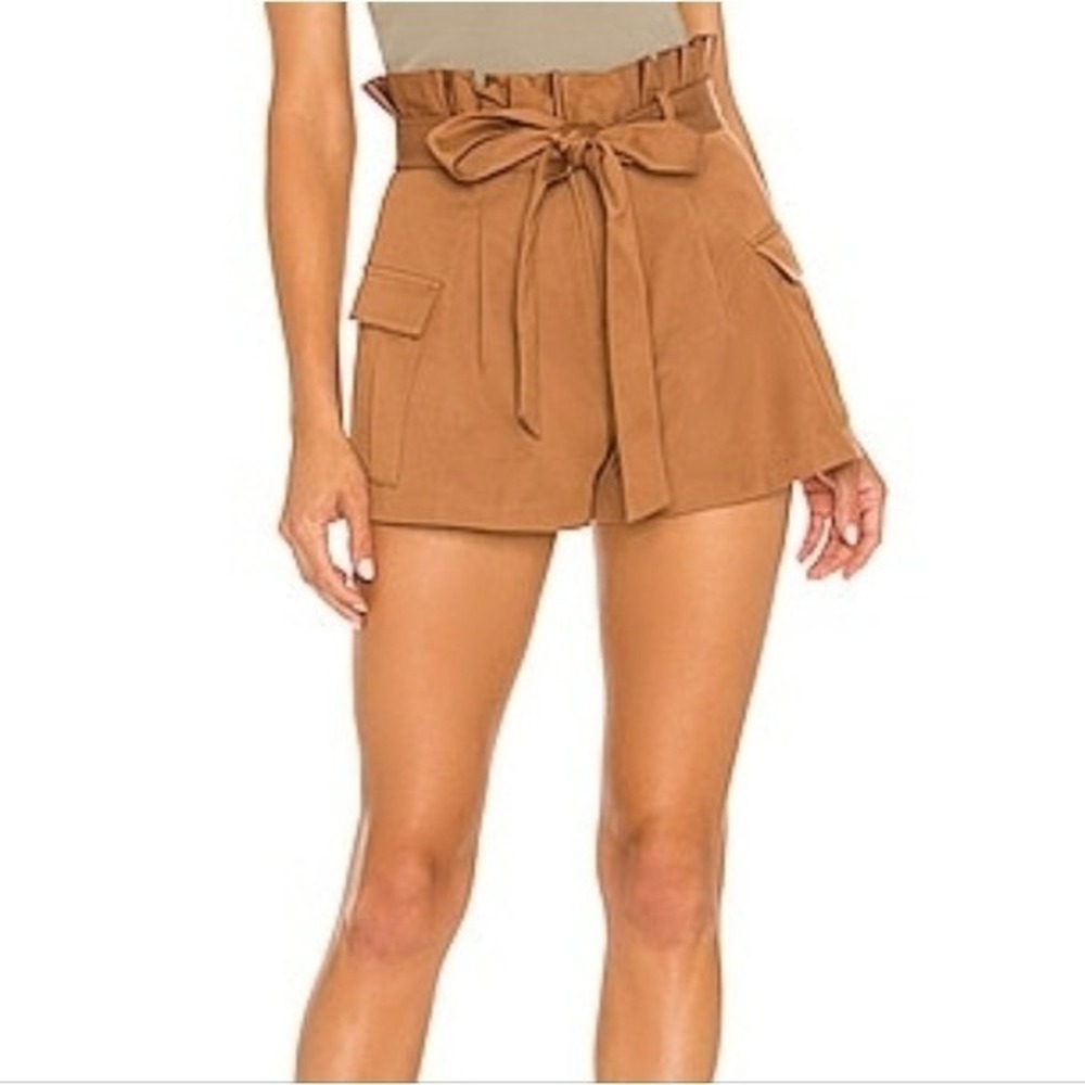 Alice + Olivia Laurine Paperbag Waist Belted Cargo Shorts Brown Size 0